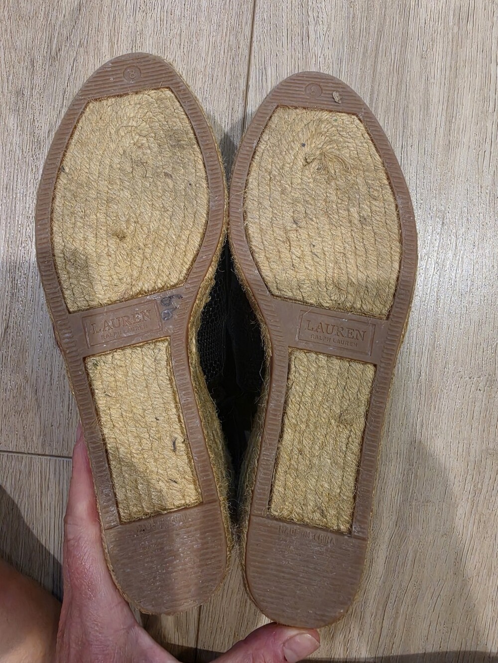Lauren Ralph Lauren Black Espadrille Wedge Slingback Shoes Size 8 - Picture 7 of 9
